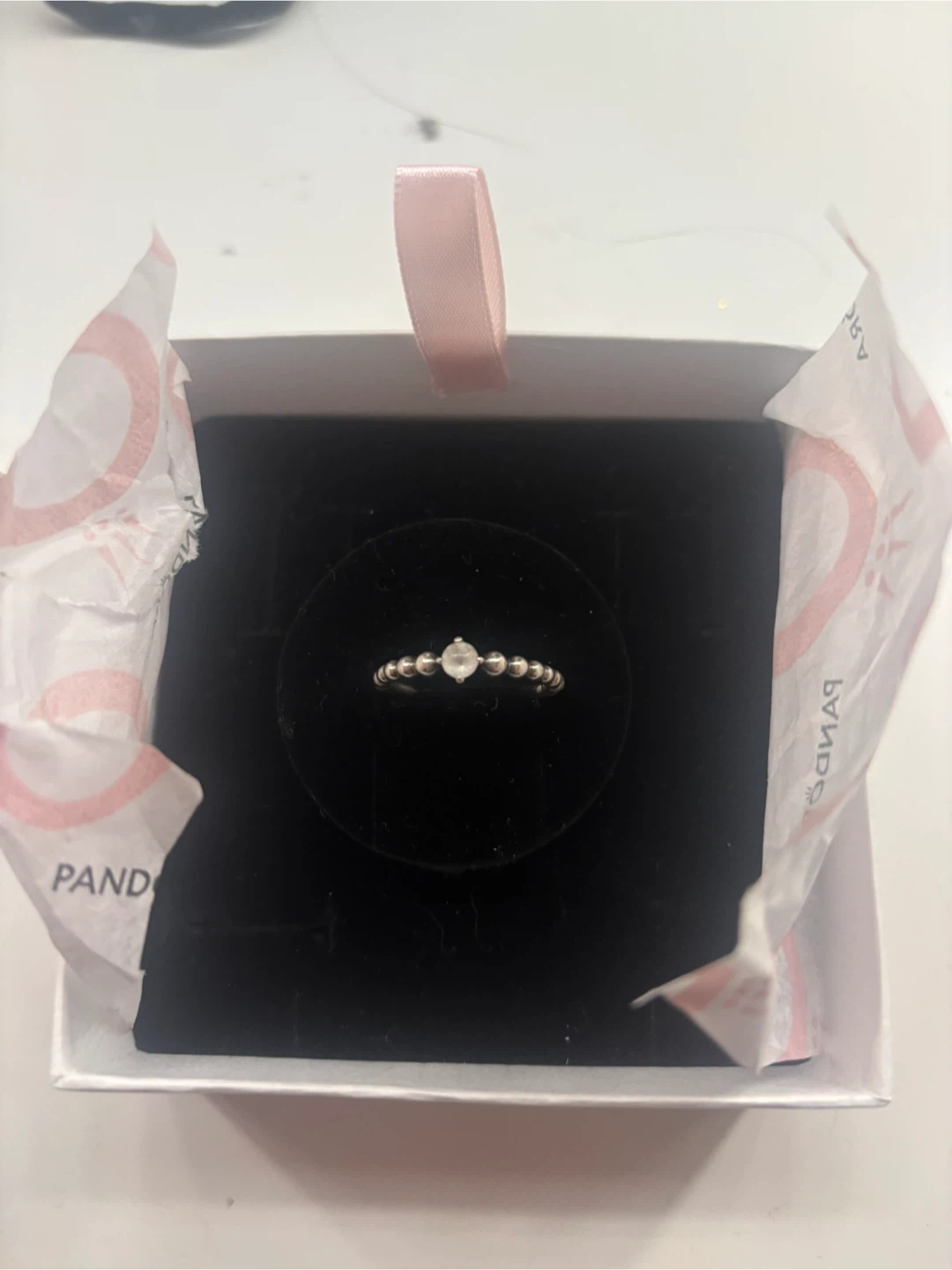 Pandora Beaded Ring with Stone