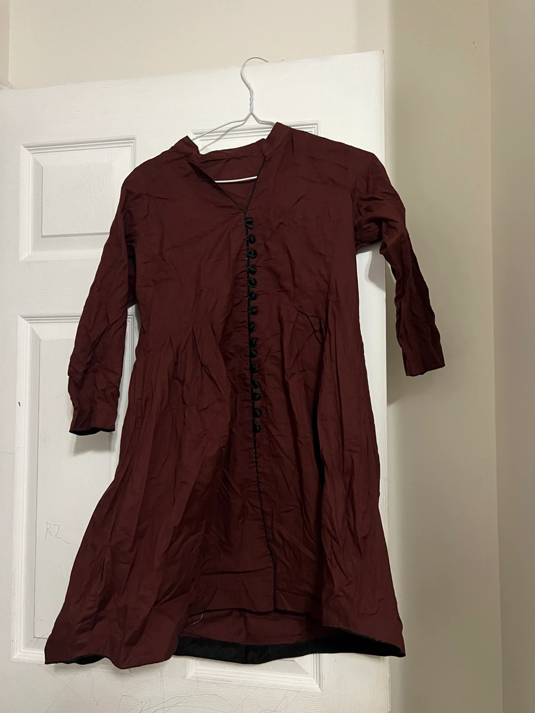 Burgundy Dress with Buttons