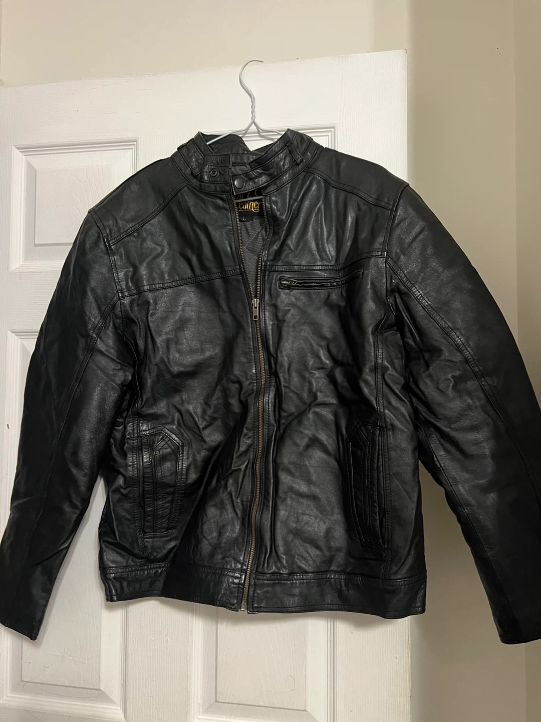 Real Leather Black Jacket - Size L