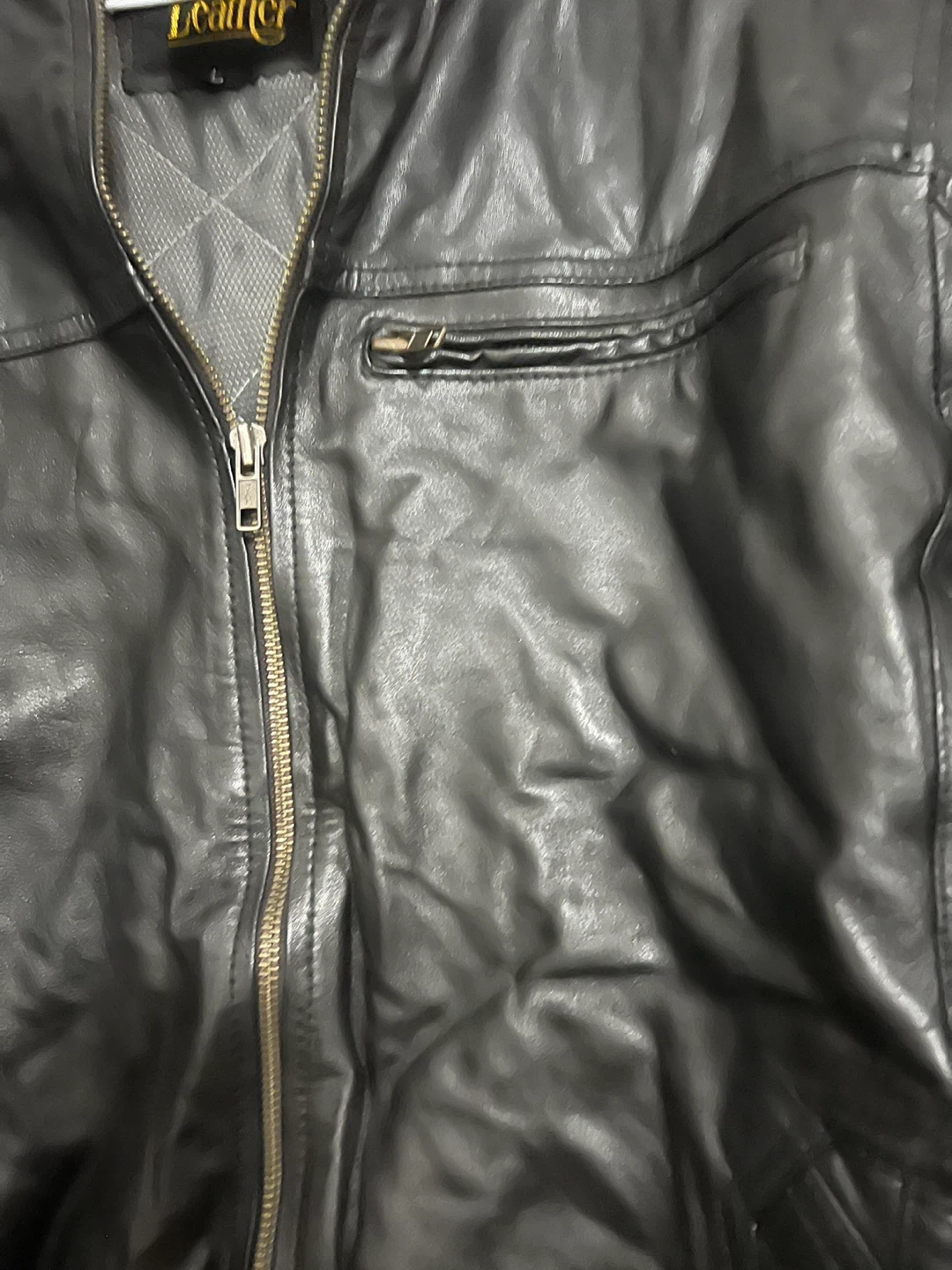 Real Leather Black Jacket - Size L - photo 3