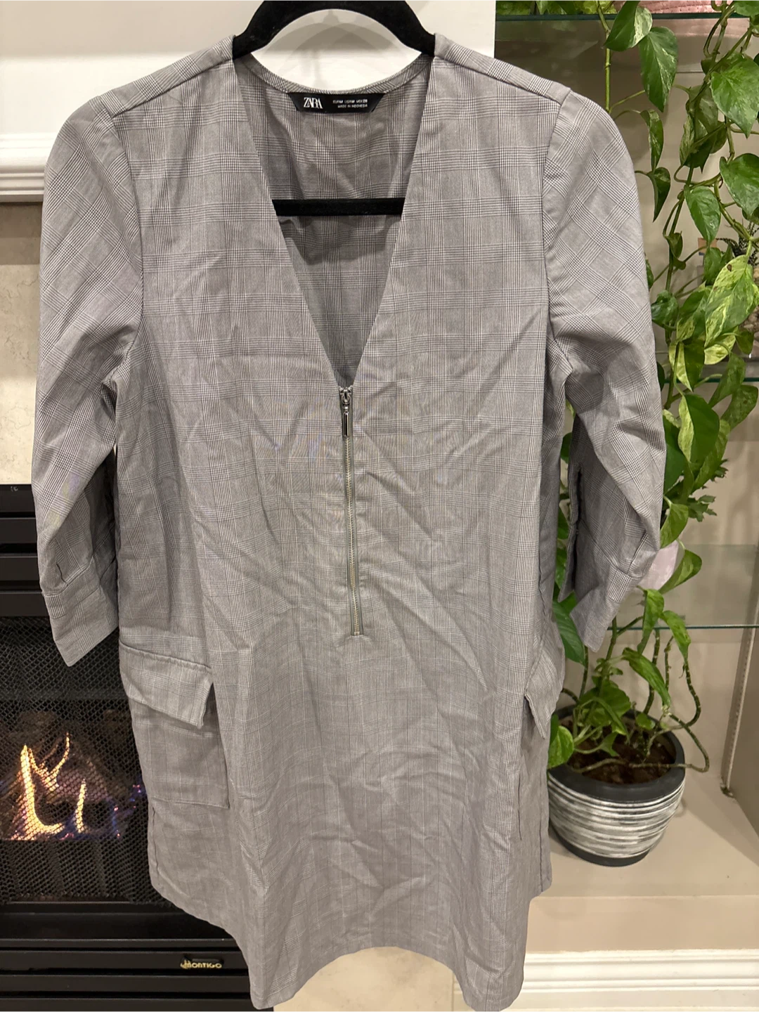 Zara Grey Plaid Dress - Size M
