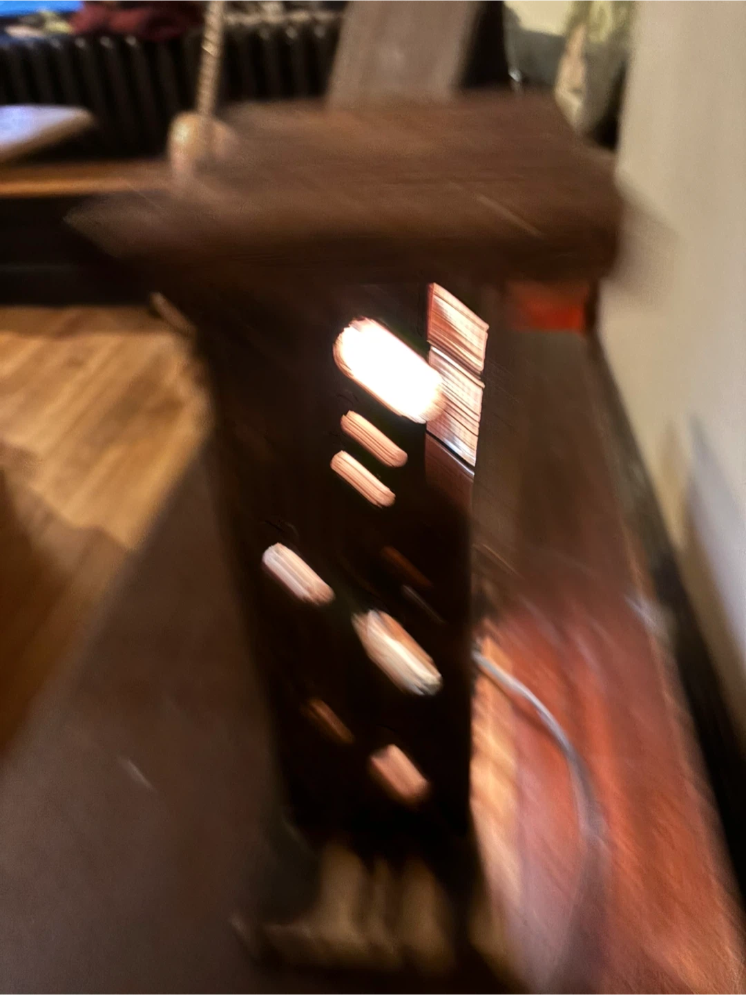 Wood Table Lamp with Holes - photo 4