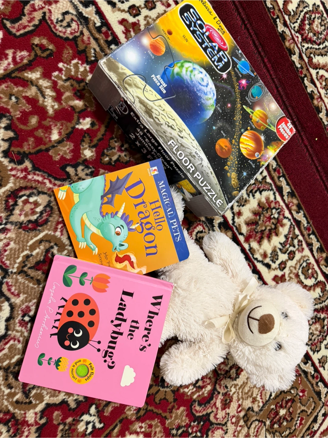 Kids' Books & Solar System Floor Puzzle