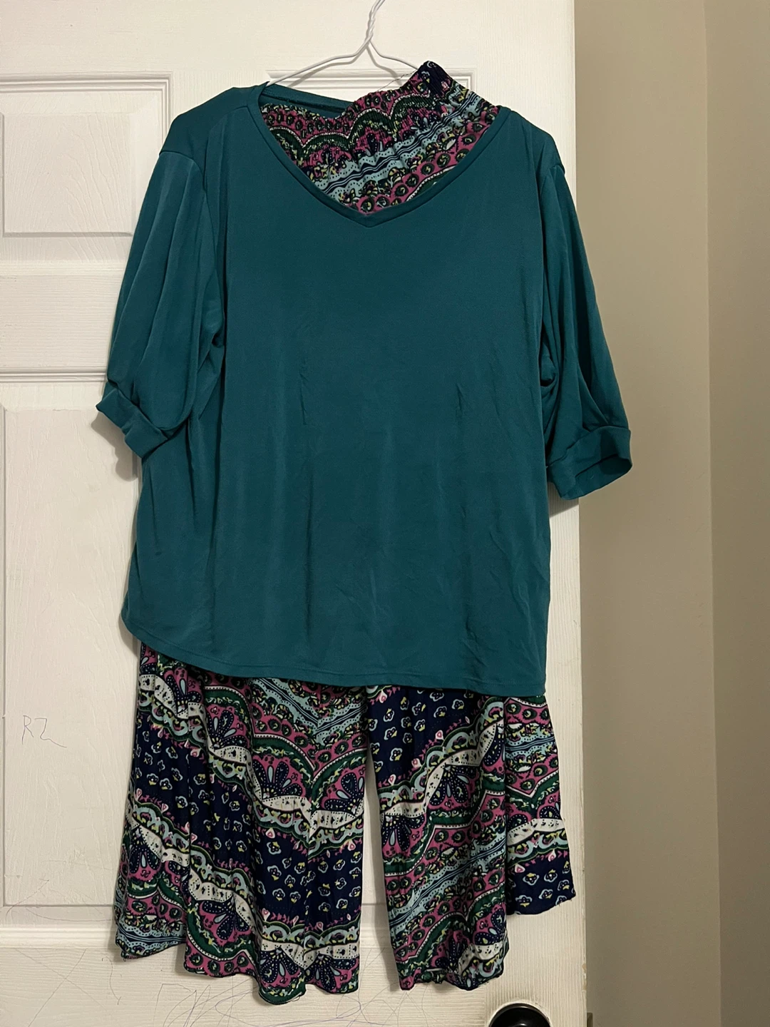 Patterned Wide Leg Pants & Top Set