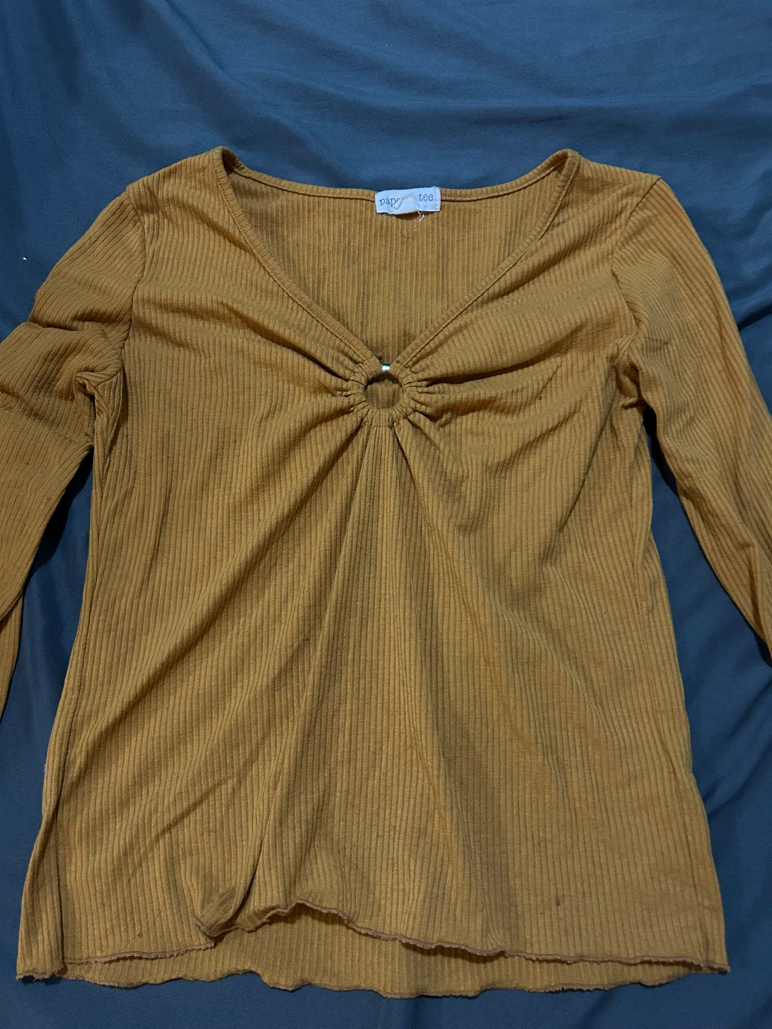 🏆 Long Sleeve Top Paper + Tee Mustard - Size S - photo 2