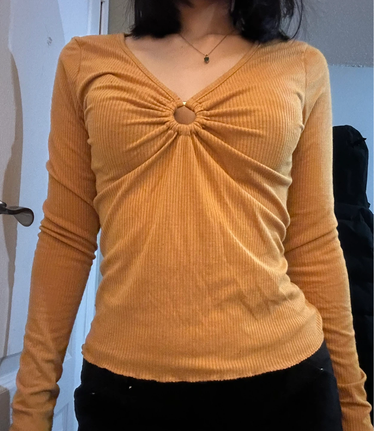 🏆 Long Sleeve Top Paper + Tee Mustard - Size S