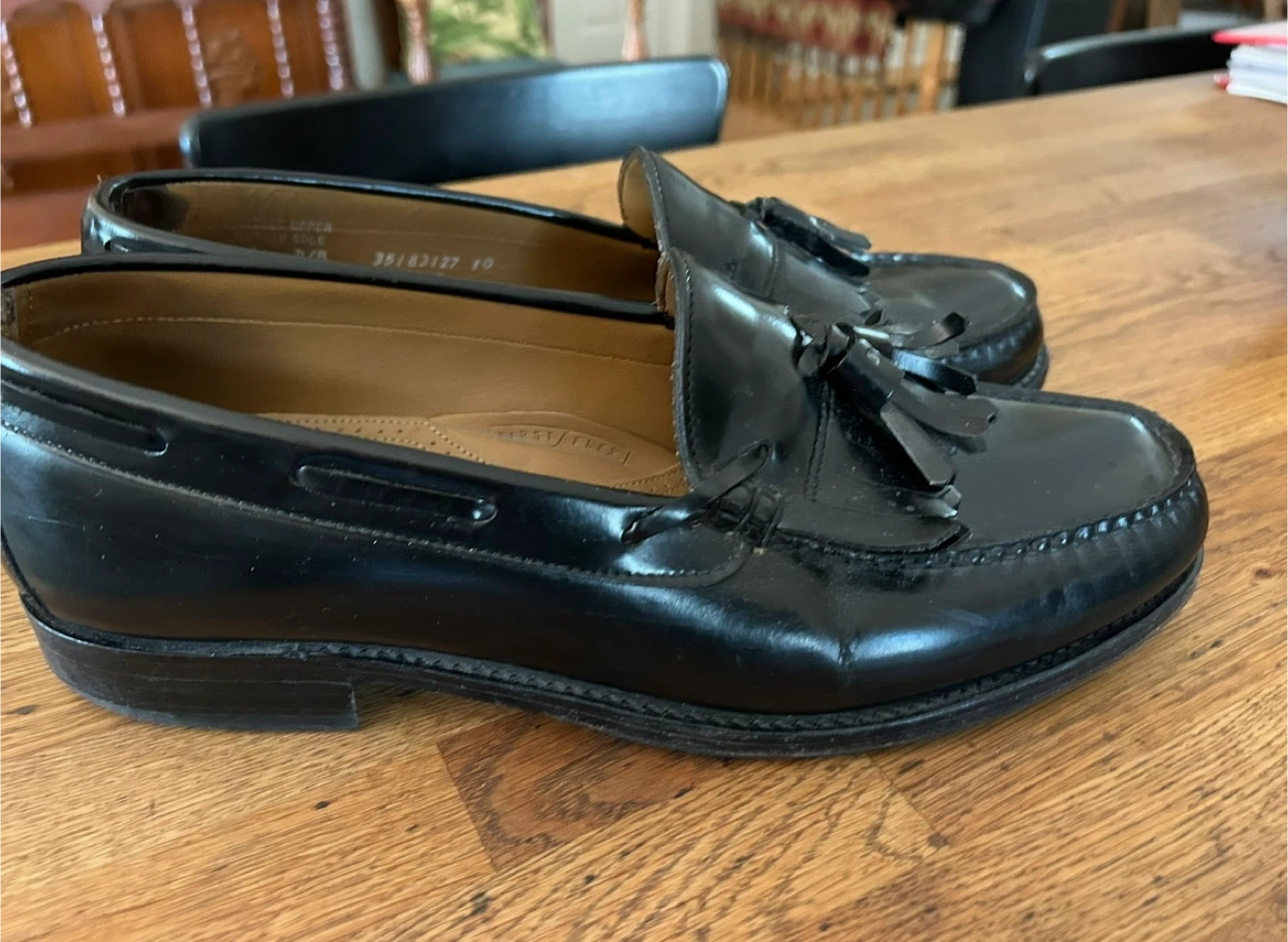 Black leather loafers size 12