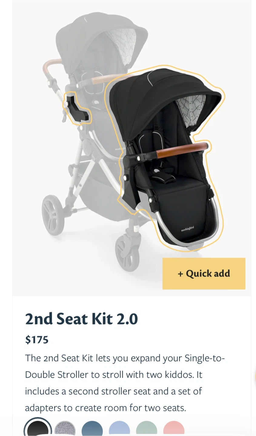 Mockingbird Single-to-Double 2.0 Stroller - Black - photo 3