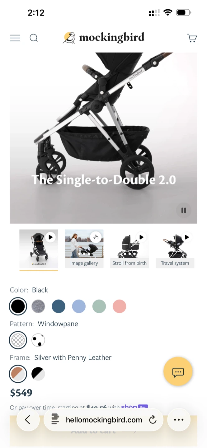 Mockingbird Single-to-Double 2.0 Stroller - Black - photo 2