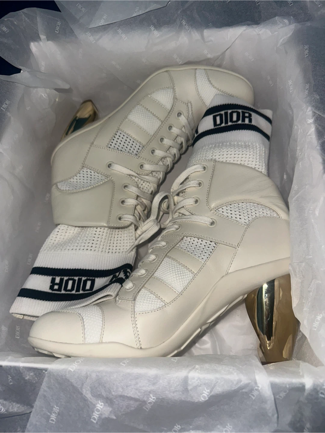 Dior Calfskin High-Top Sneakers Size 37 - photo 2