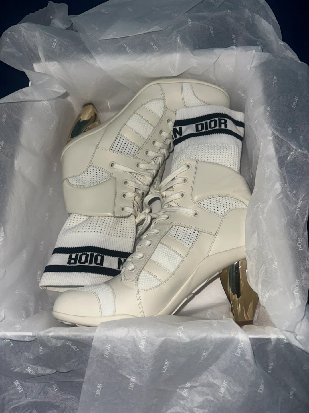 Dior Calfskin High-Top Sneakers Size 37 - photo 5