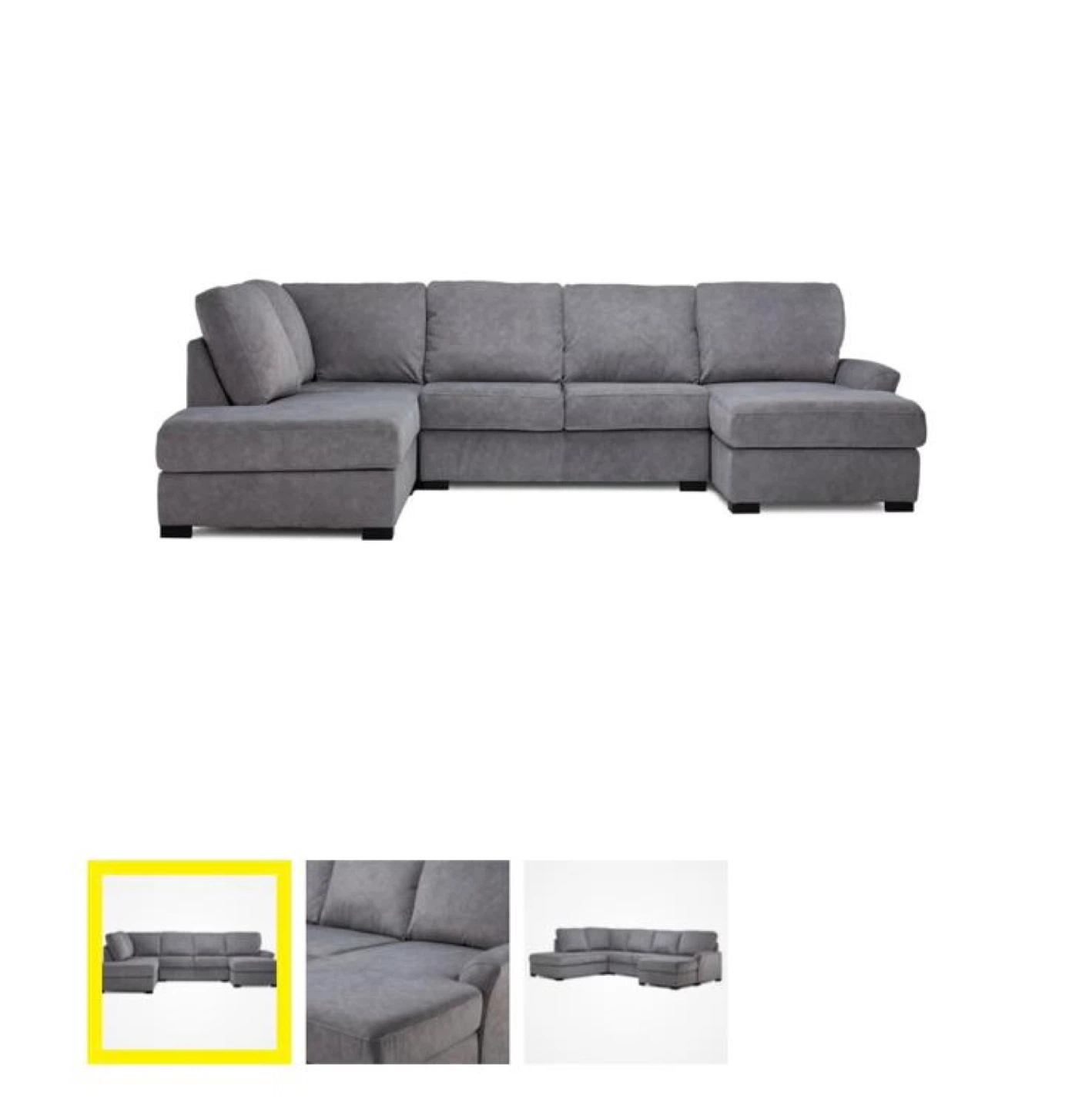 Grey U-Shaped Sectional Sofa - photo 2