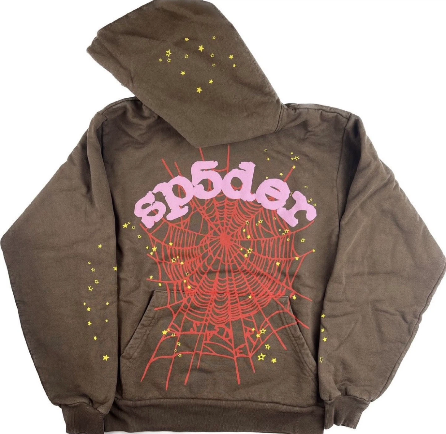 Sp5der Brown Web Hoodie - Size Small