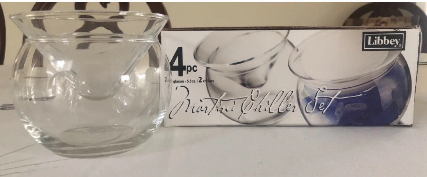 Libbey stemless martini glass Chillers 4 piece set