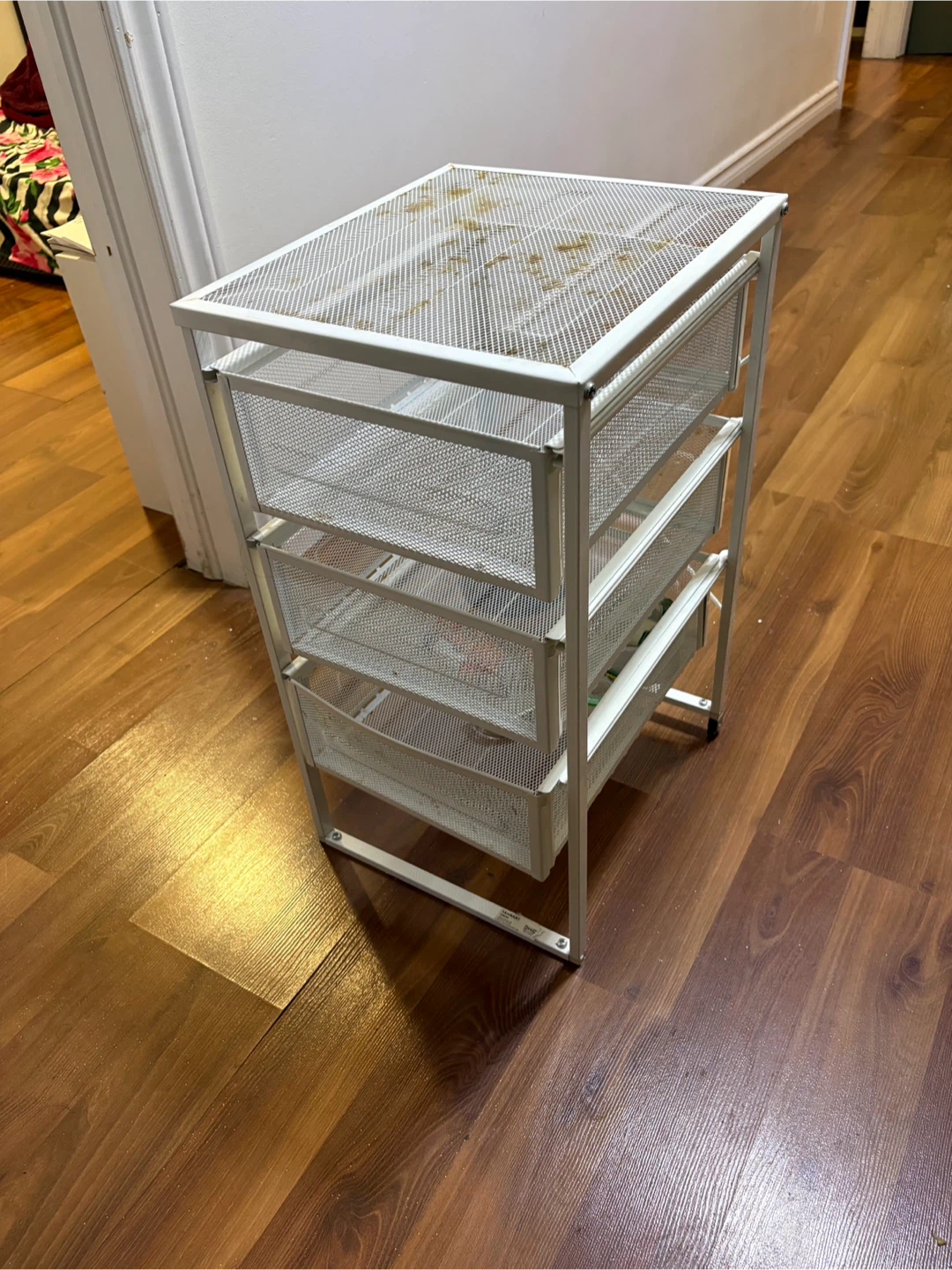 White Metal Mesh Drawer Unit