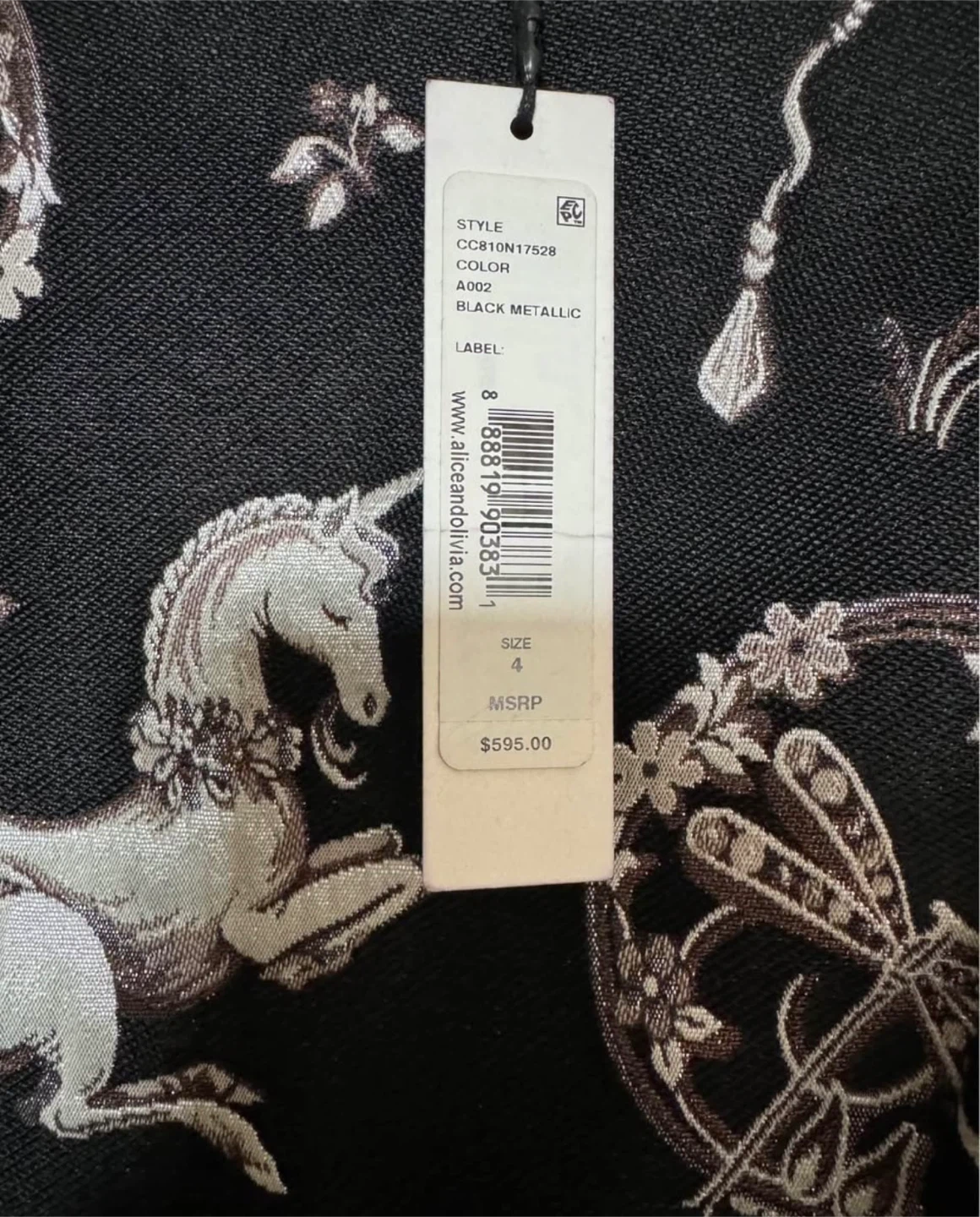 Alice + Olivia Black Metallic Unicorn Dress - Size 4 - photo 4