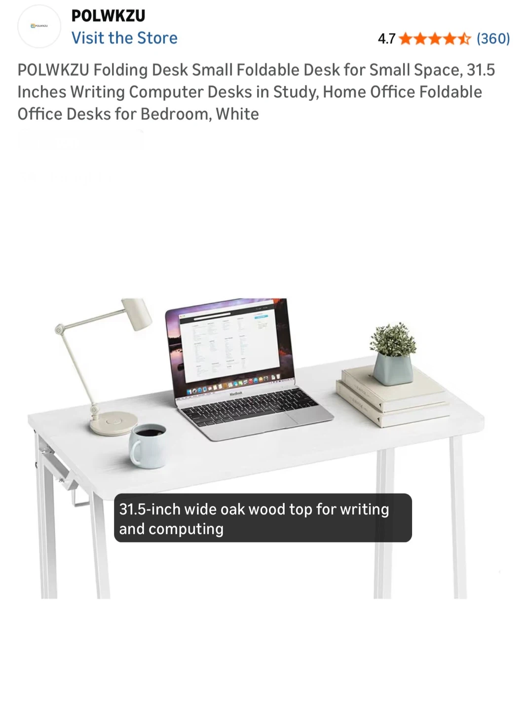 $30 Brand New POLWKZU Folding Desk - Small Foldable White Desk - photo 2