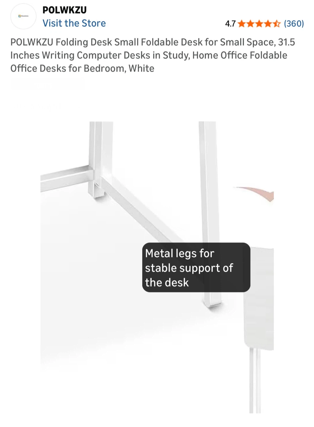 $30 Brand New POLWKZU Folding Desk - Small Foldable White Desk - photo 3