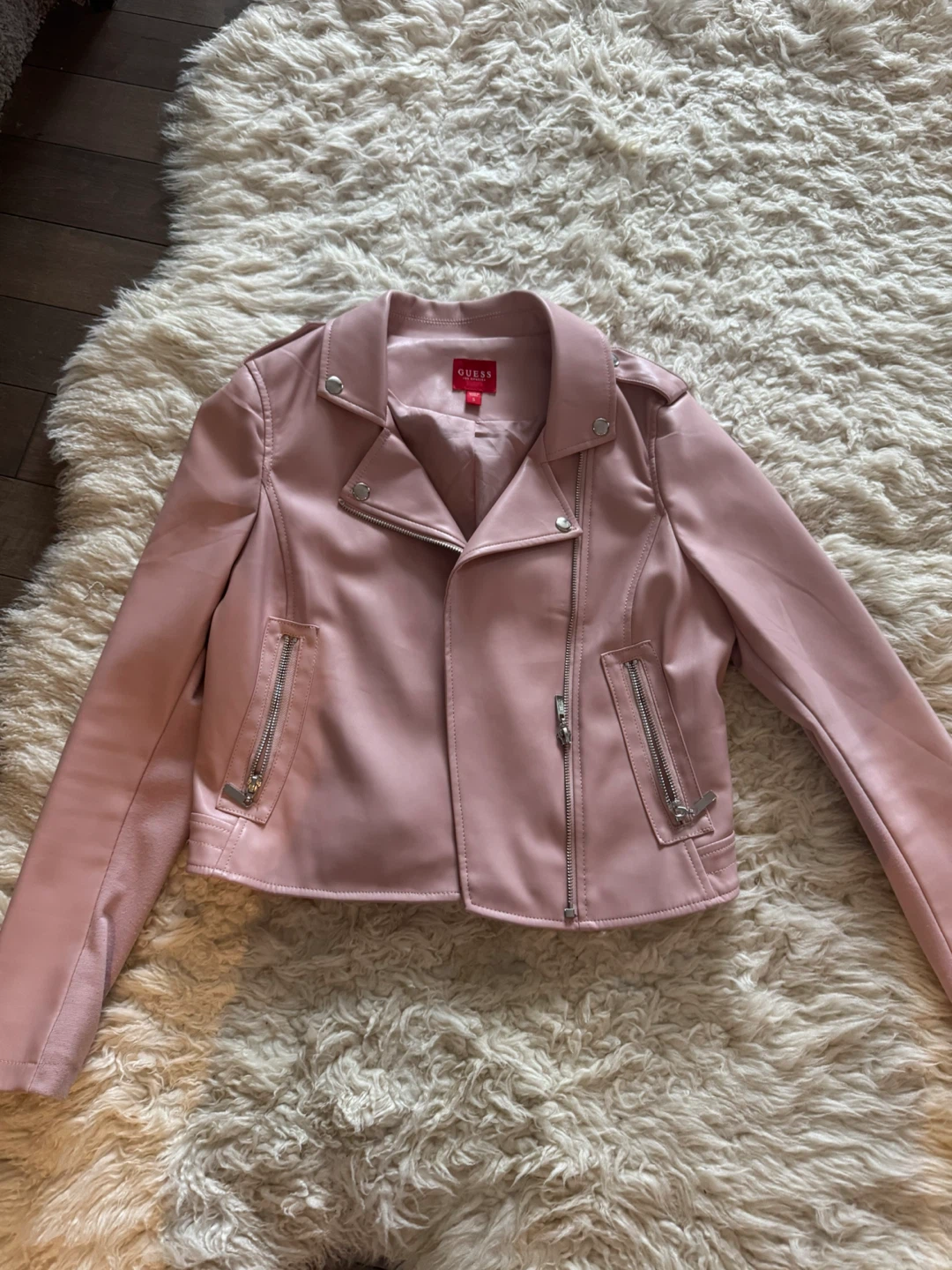 Guess Pink Faux Leather Jacket - Size S