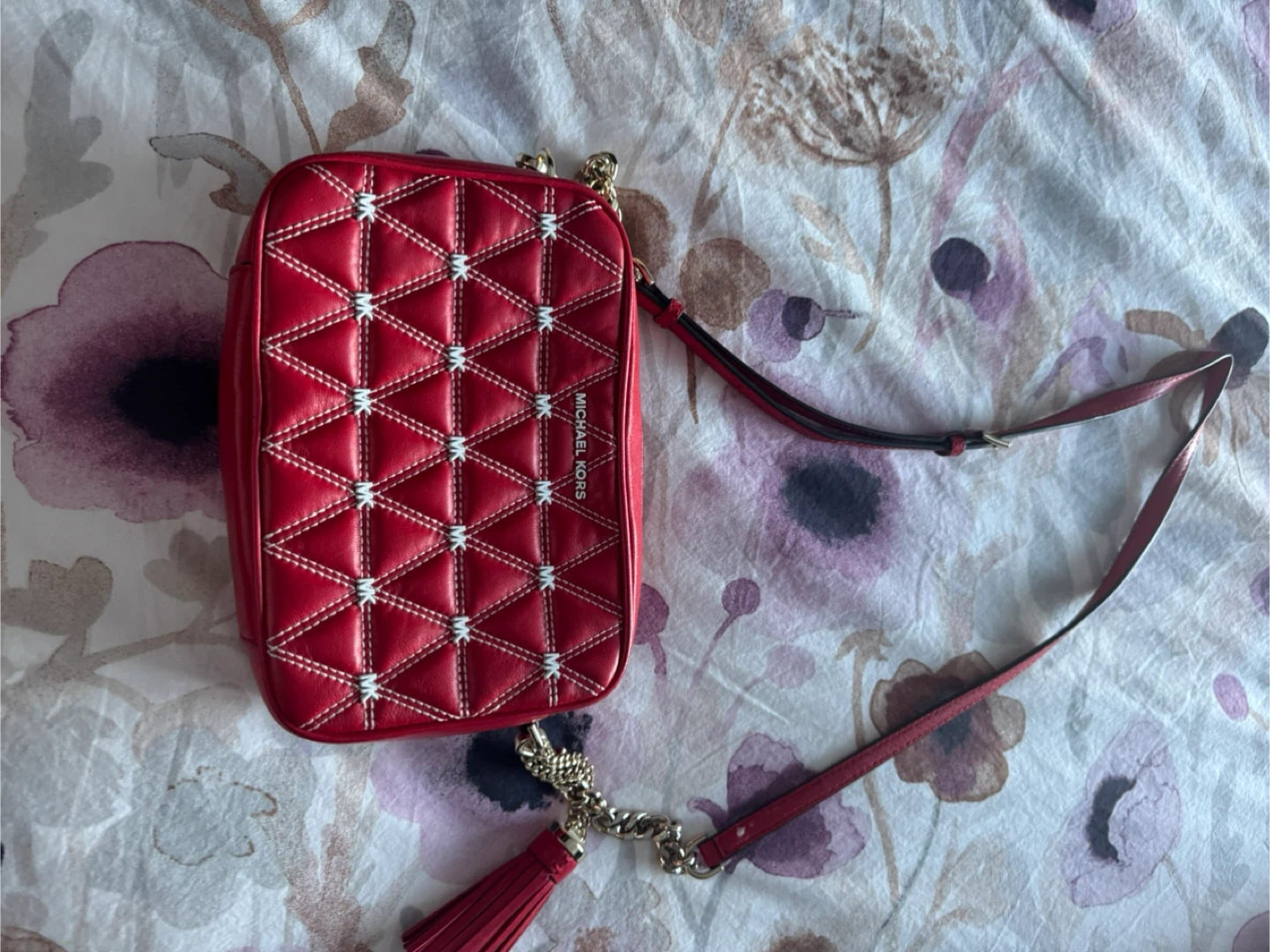 Michael Kors Red Leather Crossbody Bag