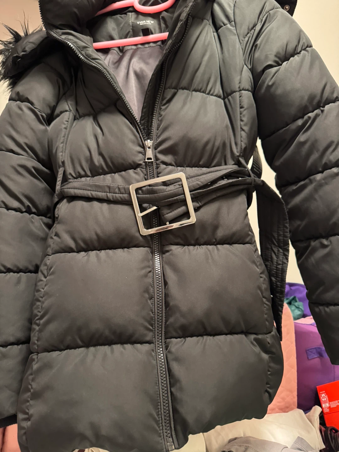 Ever New Black Puffer Jacket, Size S