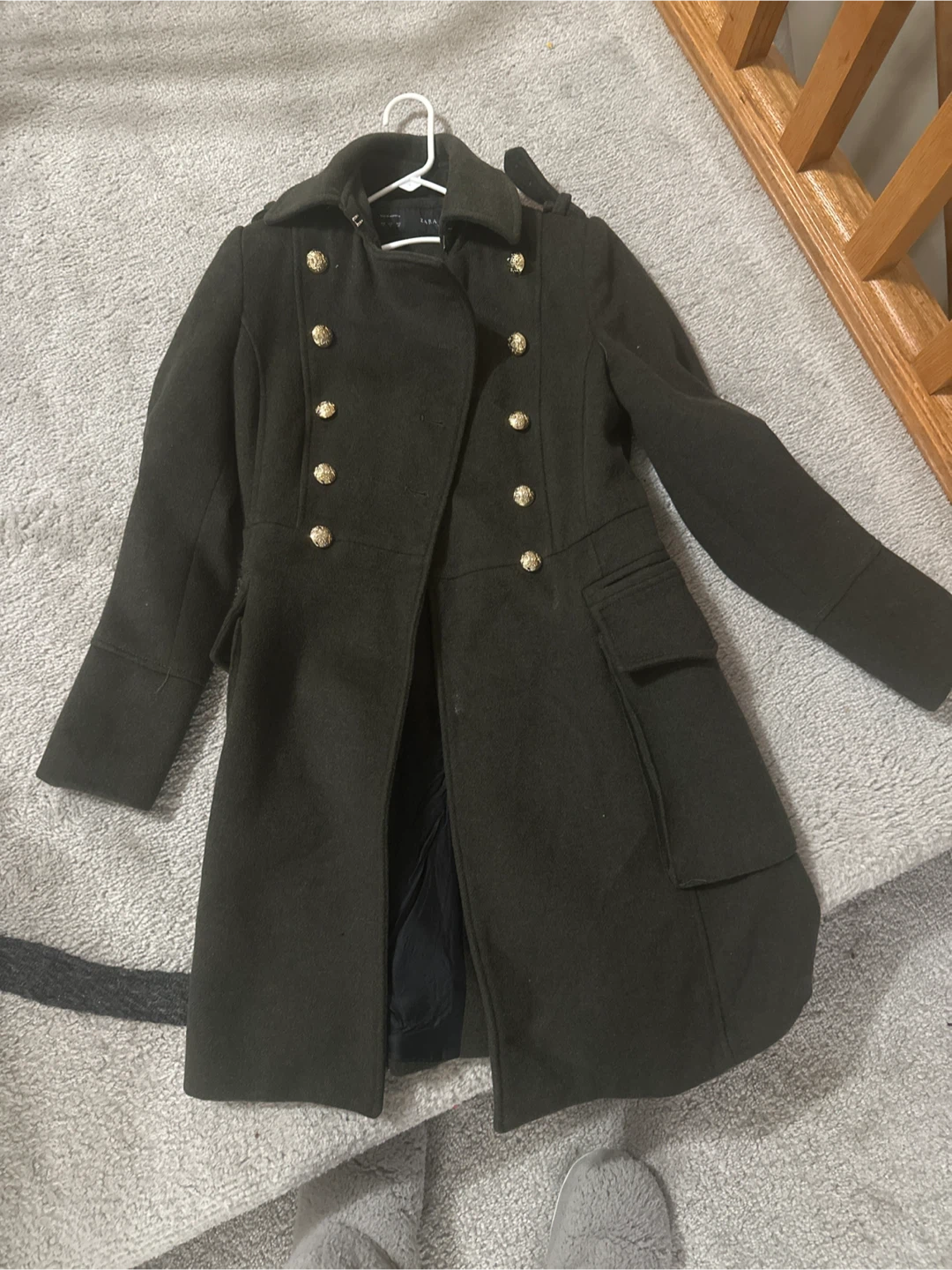 Zara Olive Green Military Style Coat