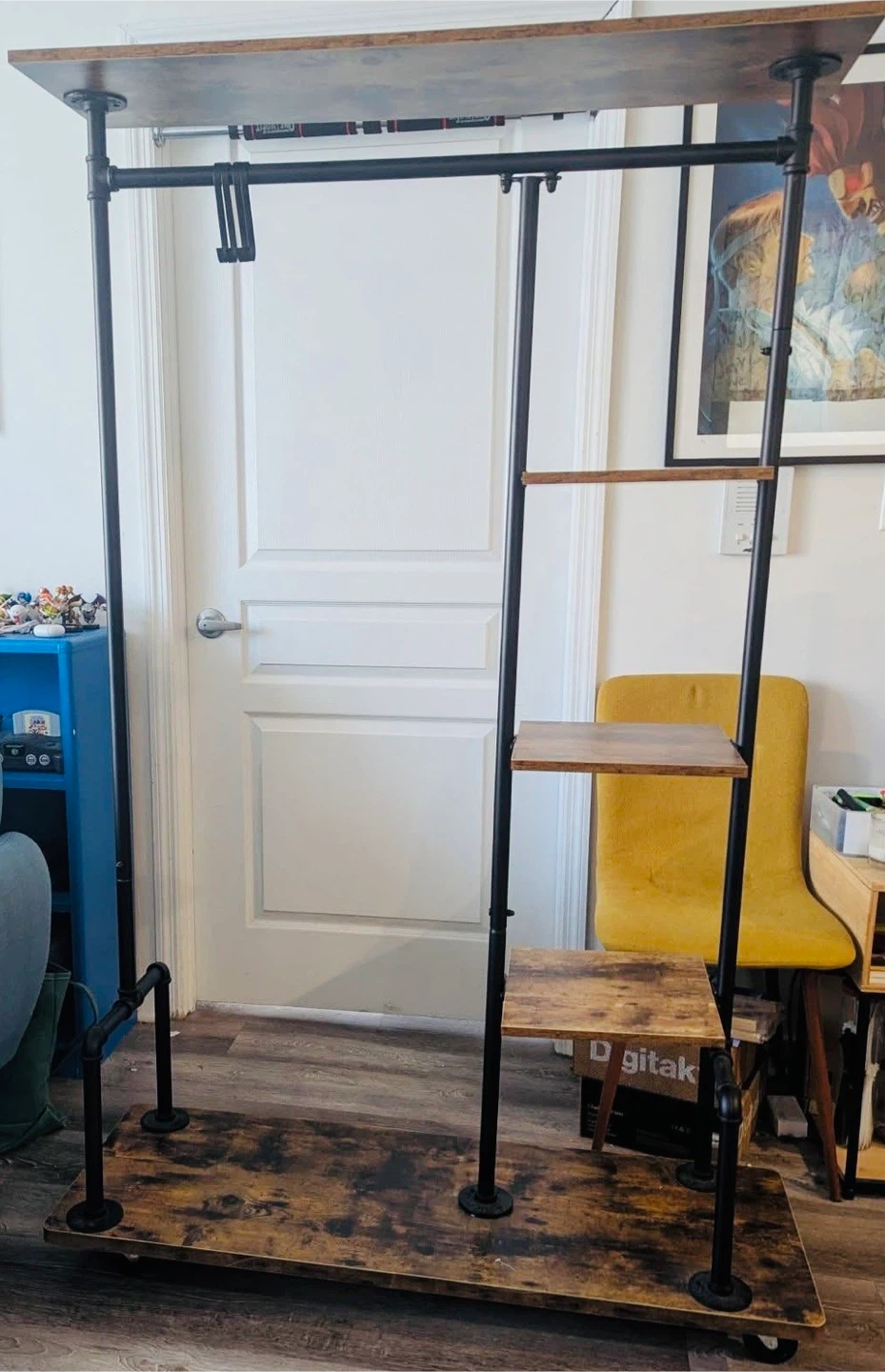 Industrial Pipe Garment Rack with Shelves