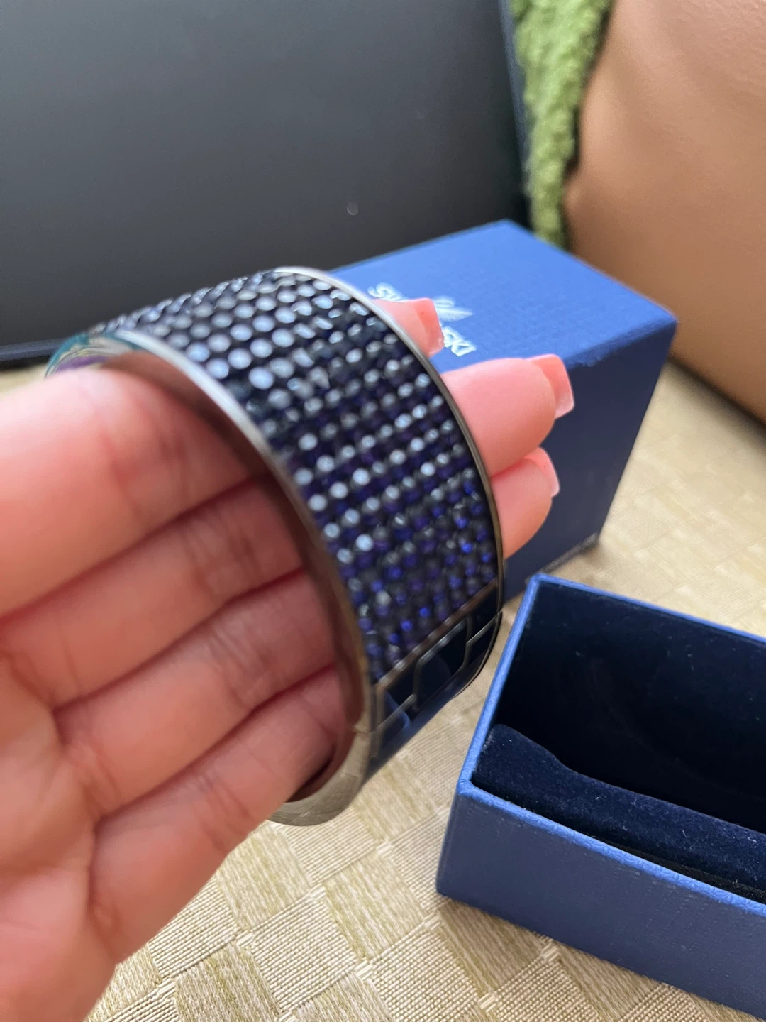 Swarovski Blue Crystal Bangle Bracelet with Box - photo 4