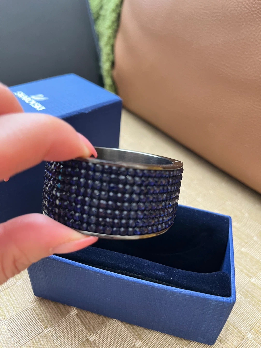 Swarovski Blue Crystal Bangle Bracelet with Box - photo 3