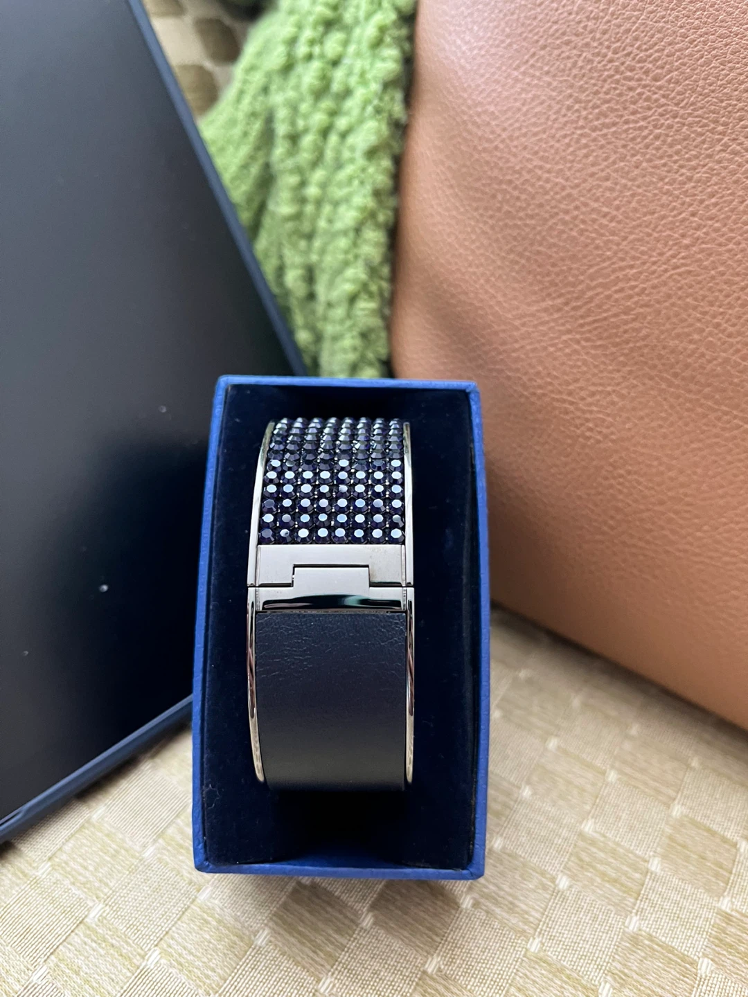 Swarovski Blue Crystal Bangle Bracelet with Box - photo 2