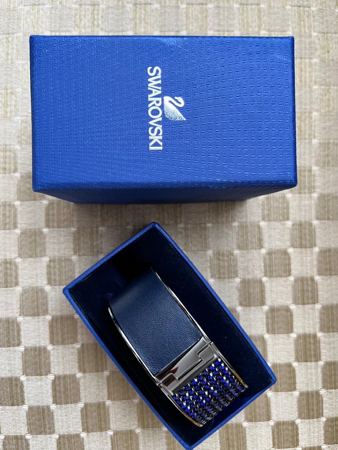 Swarovski Blue Crystal Bangle Bracelet with Box