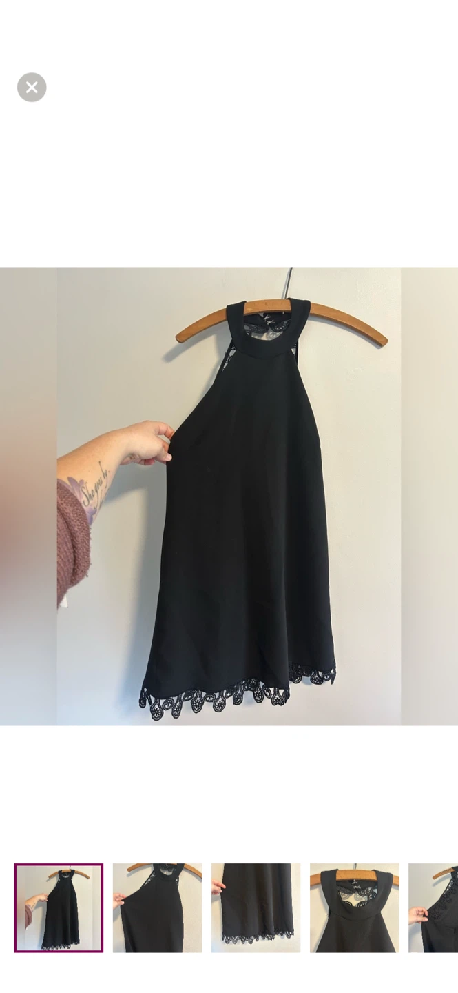 Lulus Black Halter Dress with Lace Trim