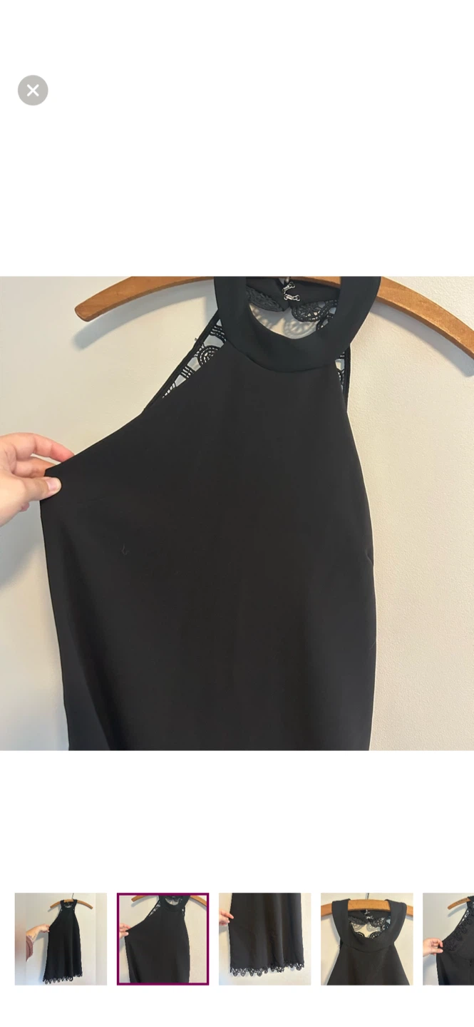 Lulus Black Halter Dress with Lace Trim - photo 2