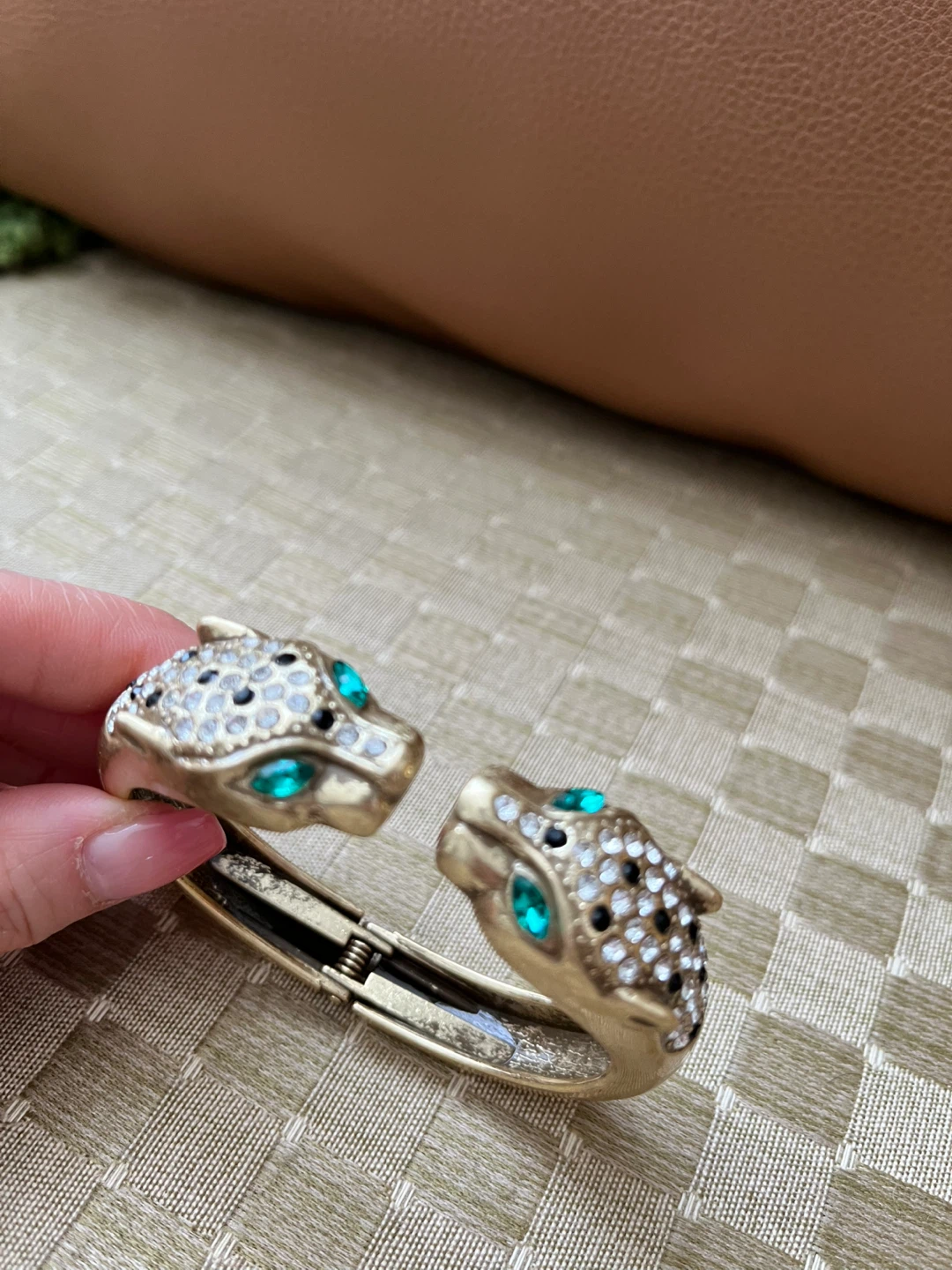 Gold Leopard Head Bangle Bracelet