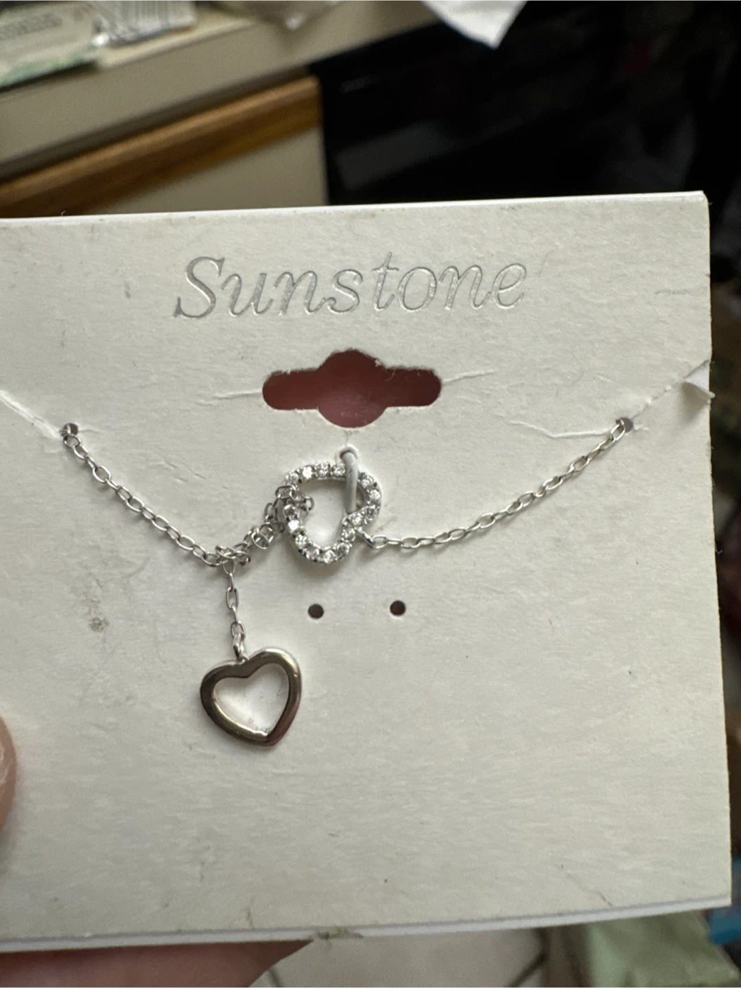 Sunstone Silver Heart Necklace