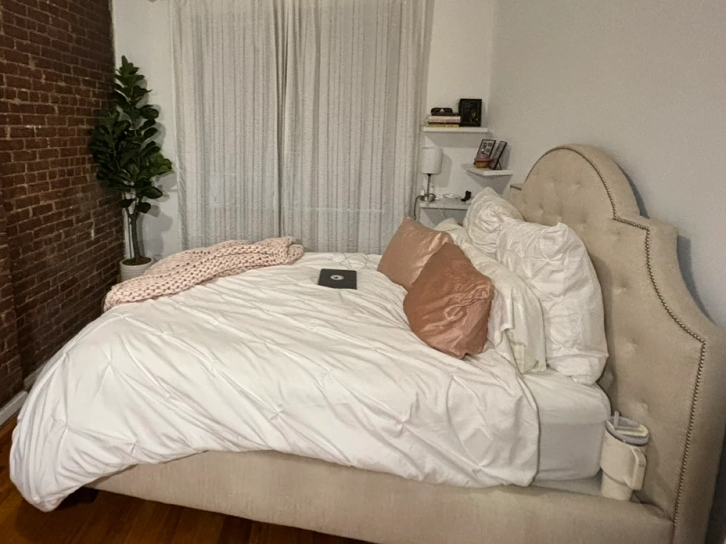 Queen bed frame with headboard