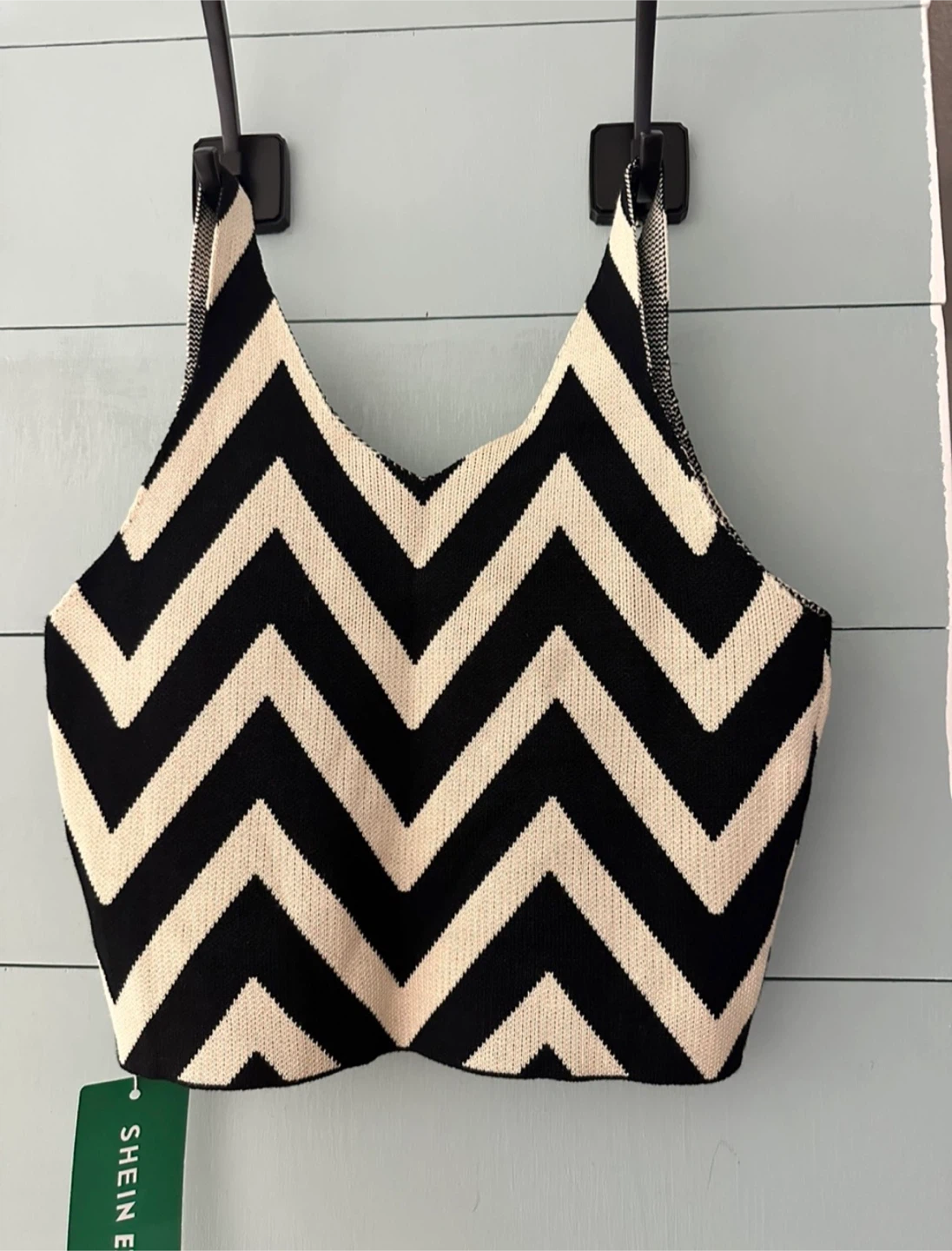 Black & White Knit Crop Top - Size S - photo 2