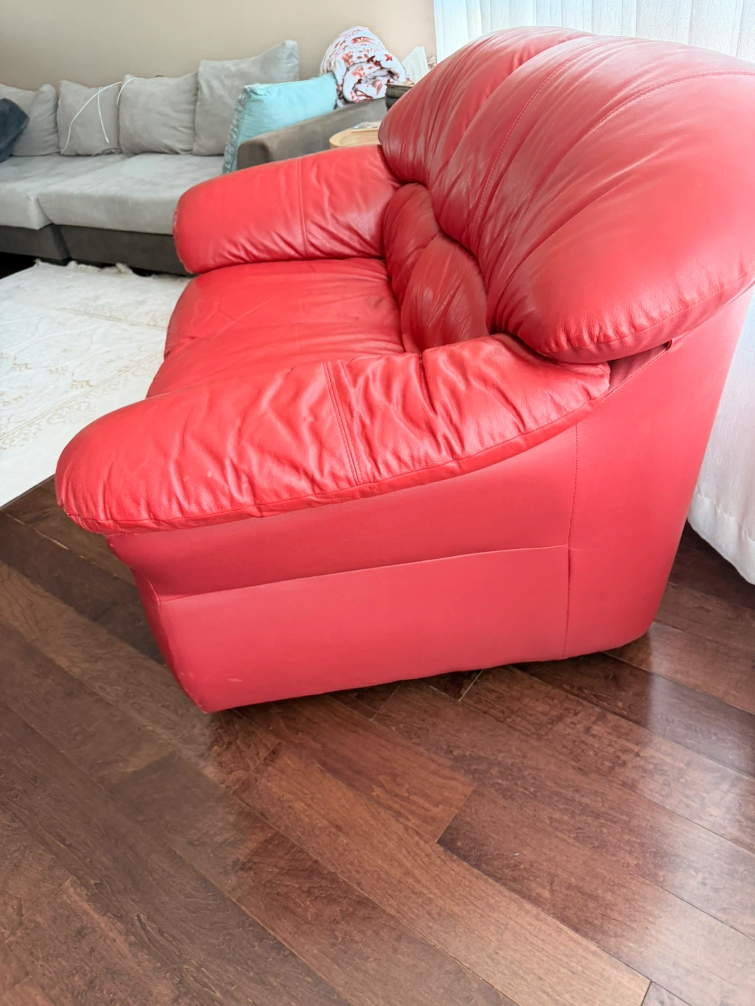 Red Leather Loveseat Sofa🏆 - photo 4