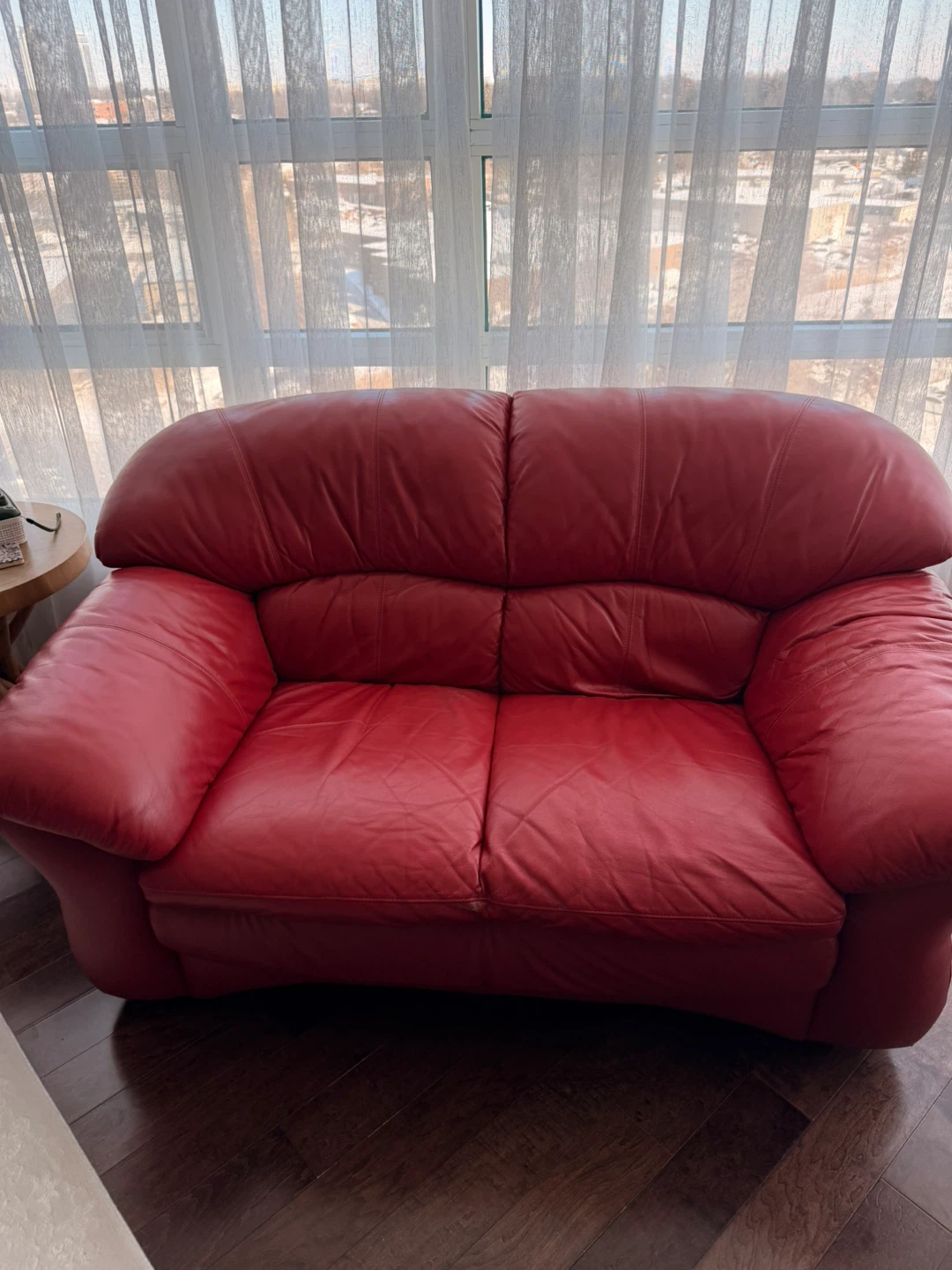 Red Leather Loveseat Sofa🏆