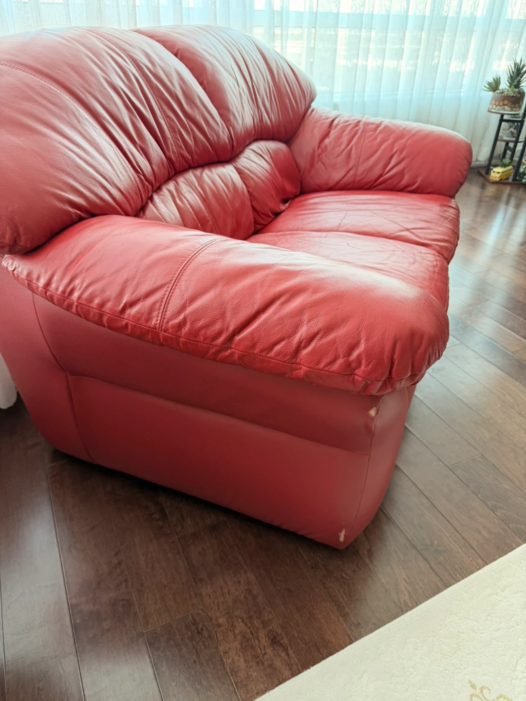 Red Leather Loveseat Sofa🏆 - photo 3