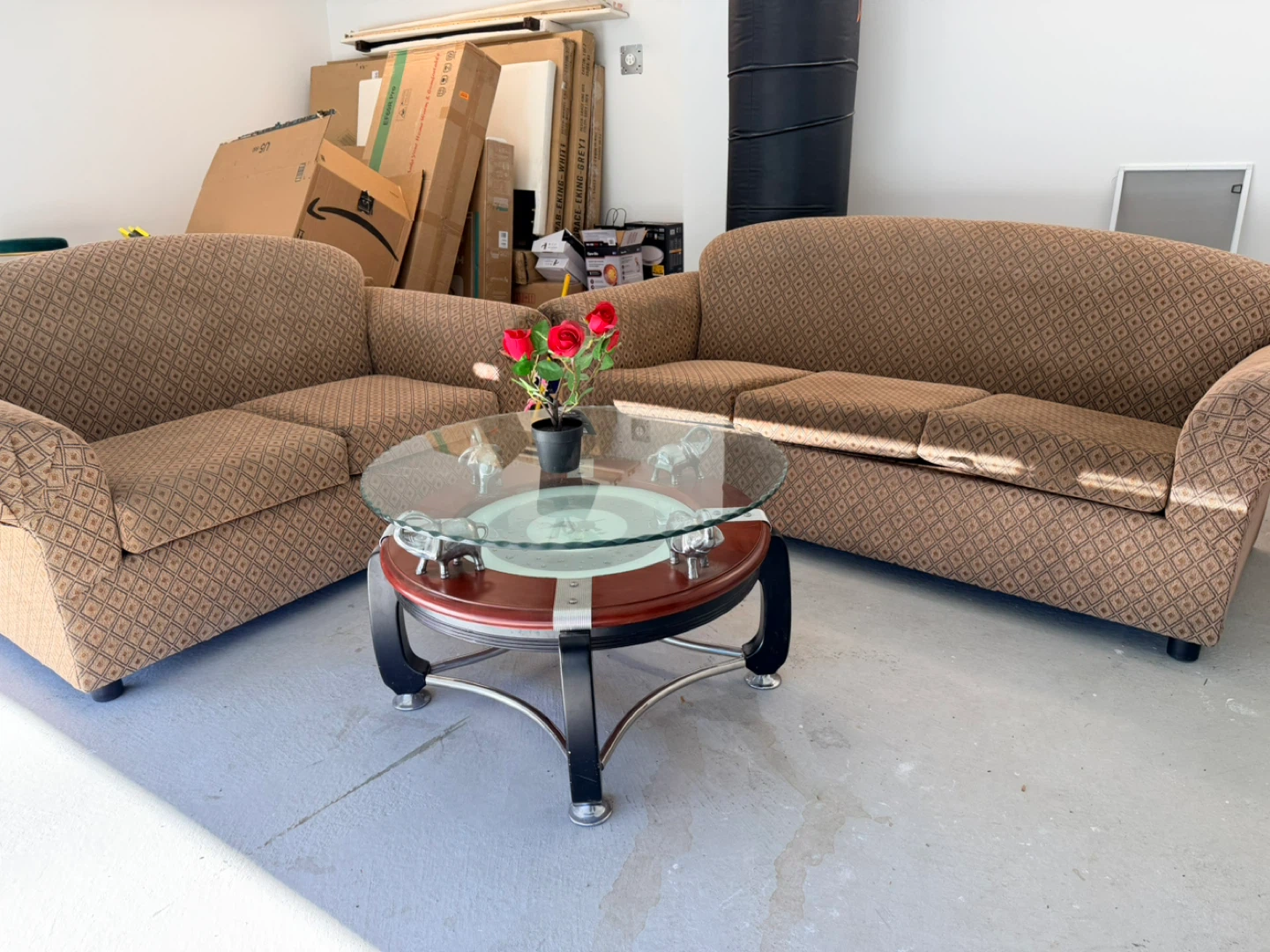 Brown Patterned Sofa and Loveseat Set - photo 3