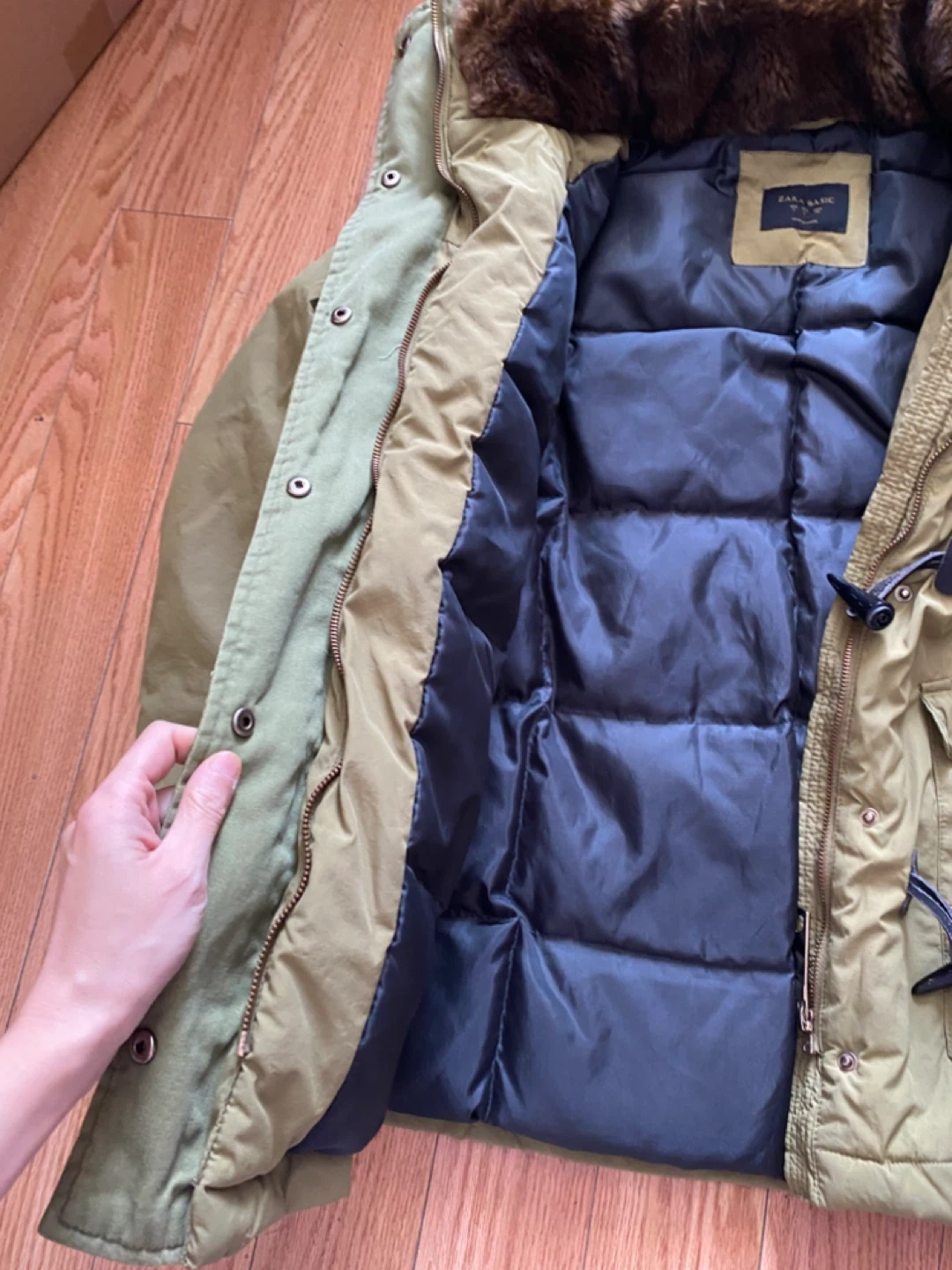 Zara Basic Green Women Winter Down Jacket Size S - photo 3