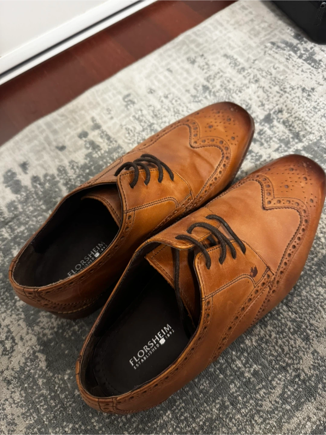 Florsheim Mens Brown Leather Wingtip Dress Shoes - Size 9.5 - photo 3