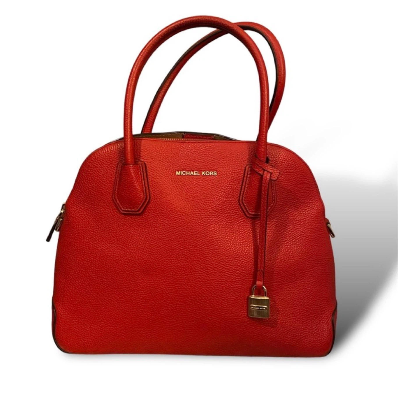 Michael Kors Red Leather Dome Satchel