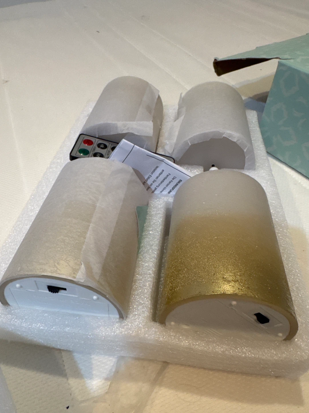 Fänna LED Pillar Candles with Remote, Sandy Grey/Gold - photo 3