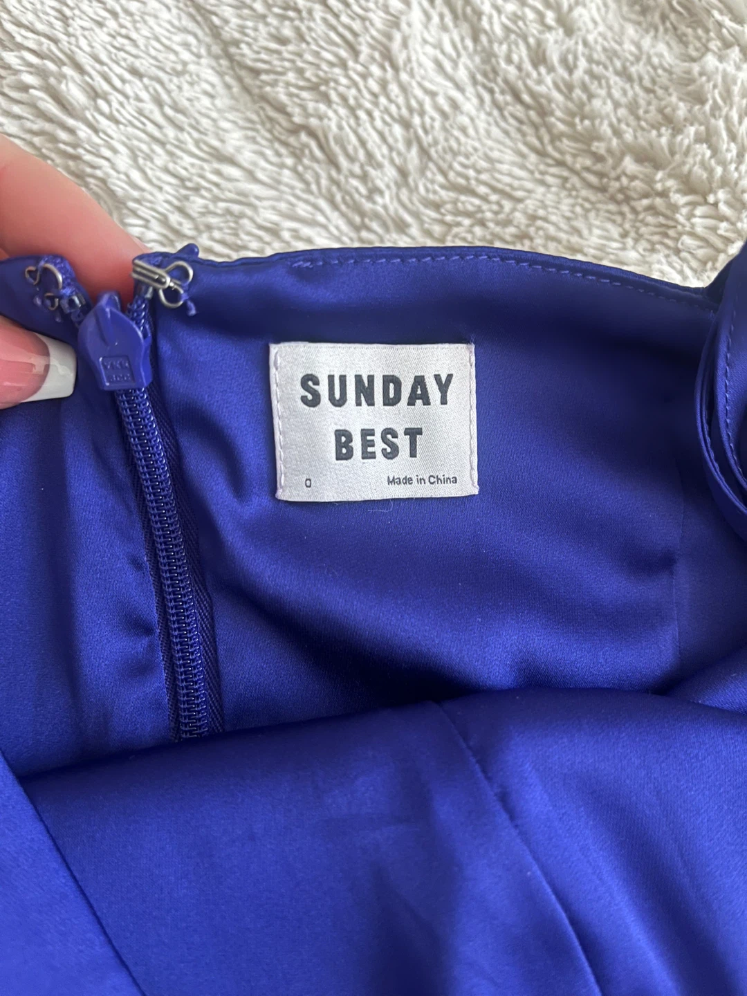 Sunday Best Blue Mini Satin Dress - Size 0
