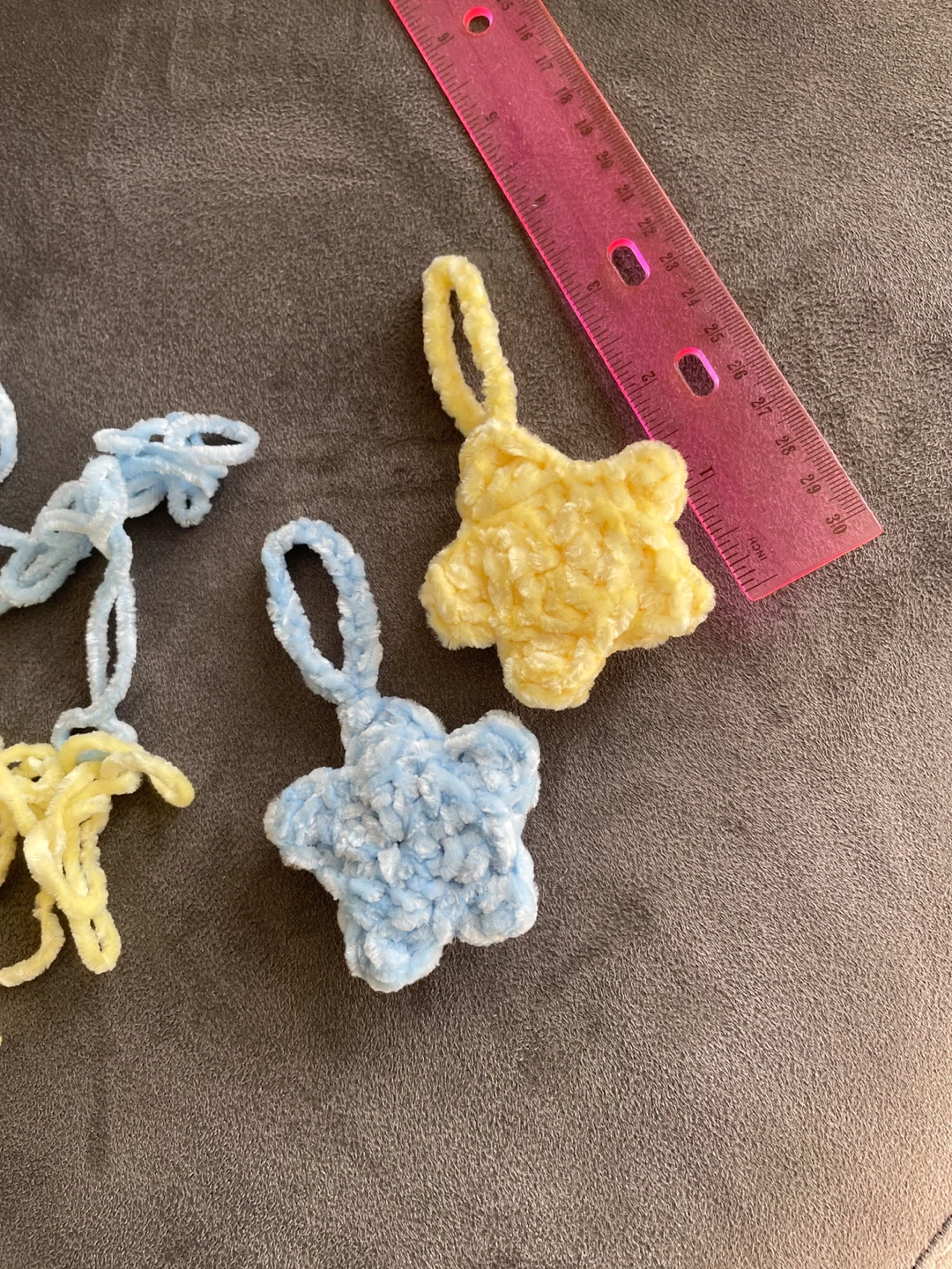 Handmade Crochet Star Ornaments - Blue & Yellow