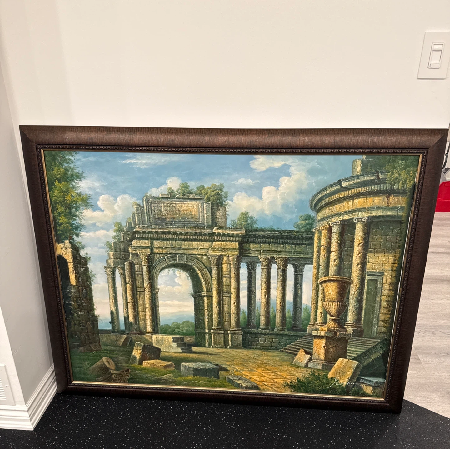 Framed Oil Painting - Roman Ruins 54“ W x 42” L
