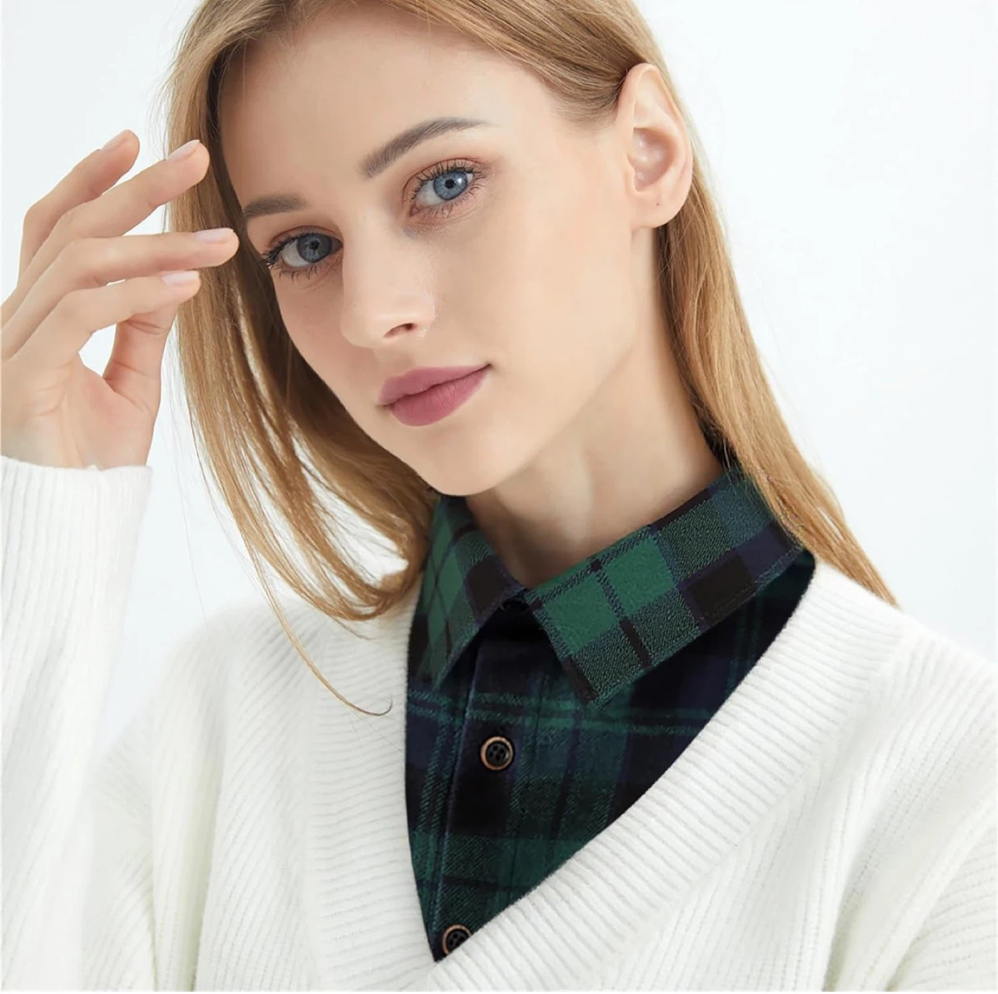 Green Plaid Fake Collar - photo 3