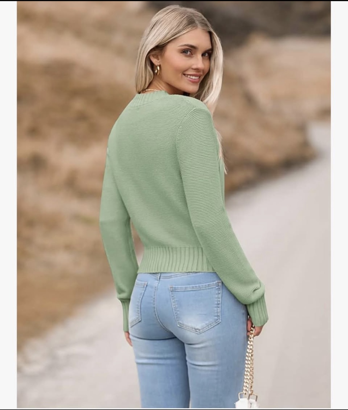 Green Knit Crew Neck Sweater Size S - photo 3